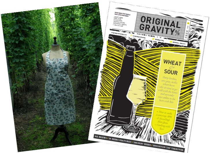 original gravity hop apron. original gravity competition, hop fabrics, BBQ apron